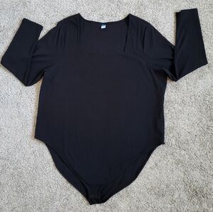 Old Navy Black Ribbed Square Neck Bodysuit 4X Plus Size Capsule Wardrobe Basics